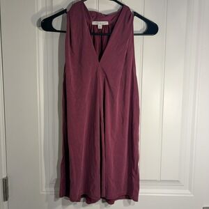 Green Envelope Sleeveless Blouse Women Medium Burgundy V Neck Flowy Top